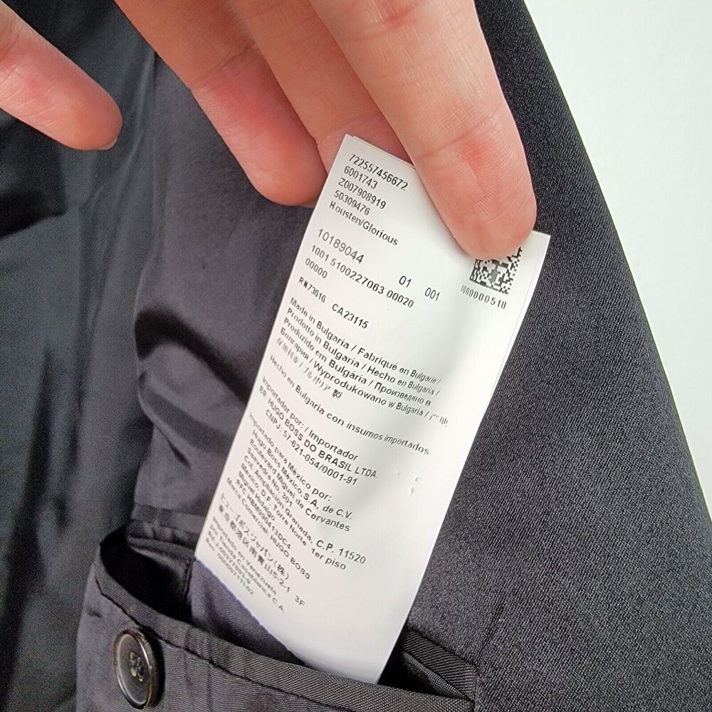 Mens LUXURY HUGO BOSS "HOUSTON/GLORIOUS" WOOL TUXEDO SUIT In BLACK 46R EX-CON - Picture 9 of 12
